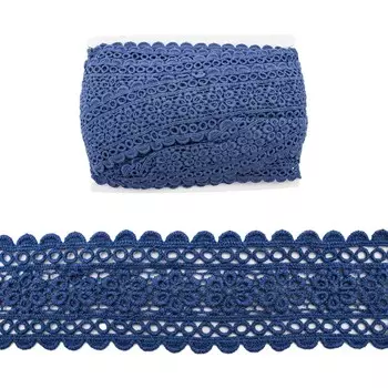 LACH-1124 Кружево х/б 65мм*13,71м (315 темно-синий)