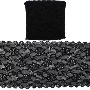 LAEC-15457 Кружево эластичное 185мм*15м (черный)