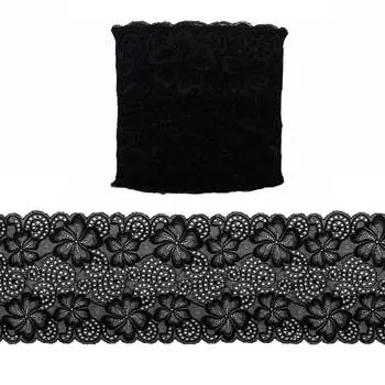LAEC-15459 Кружево эластичное 185мм*15м (черный)