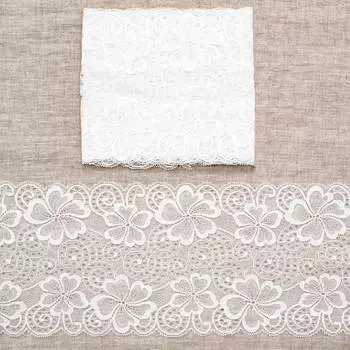 LAEC-15459 Кружево эластичное 185мм*3 м (+/- 4 см), белый