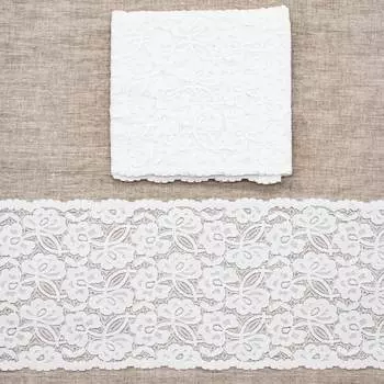 LAEC-19101 Кружево эластичное 190мм*3 м (+/- 4 см), белый