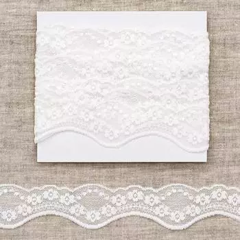 LAEC-19138 Кружево эластичное 40мм*3,4 м (+/- 4 см), белый