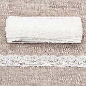 LAEC-19173 Кружево эластичное 25мм*6,8 м (+/- 4 см), белый