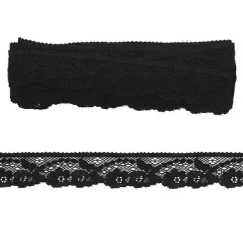 LAEC-19173 Кружево эластичное 30мм*6,8 м (+/- 4 см), черный