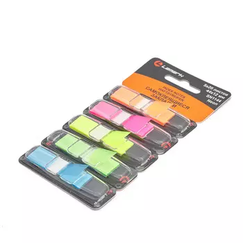 LAMARK1144 Закладки 44x12 мм, 5 цв.x20 л, Z-сложения, пластик