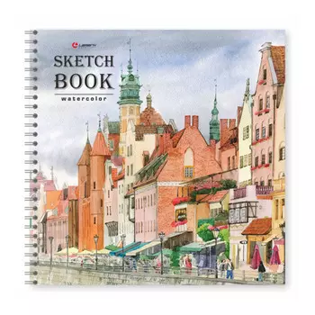 LAMARK22870 Скетчбук Баварский город, 200х200 мм, 30 л., акварел. бум.200 г/м2, тв. обл., на спирали