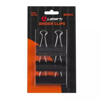 LAMARK315 Зажимы черные 32 мм 6 шт./блистер