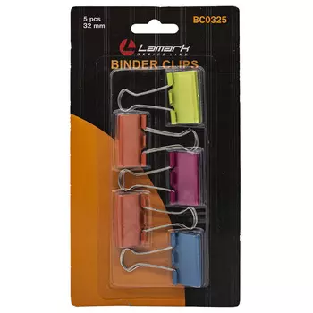 LAMARK325 Зажимы цв. 32 мм 5 шт/блистер