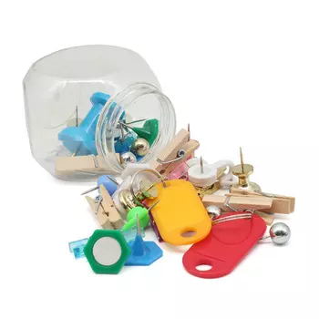 LAMARK617 Набор - кнопки &amp; зажимы в пластиковой банке