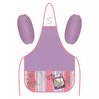 LAMARKPA0002 Фартук + нарукавники Париж, 39 x 49 см, 2 кармана, цвет сиреневый, с рисунком
