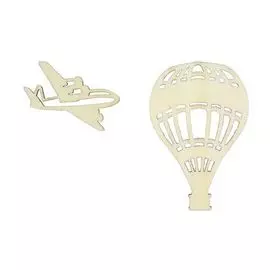 Лазерные вырубки из дерева - Воздушный шар 6*4см и самолет 3,5*4см*2шт SCB4400116