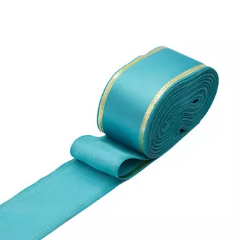 Лента 5,0см атласная с металлизированной нитью С3425 (бирюза)