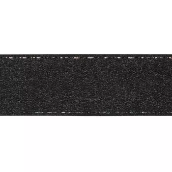 Лента атласная AL-20М, 20мм*33м двухстор. с мет. нитью (113 черный/серебро)