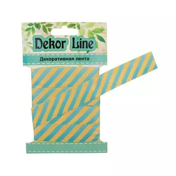 Лента атласная 'Диагональ', 15мм*3м (желто-голубой)