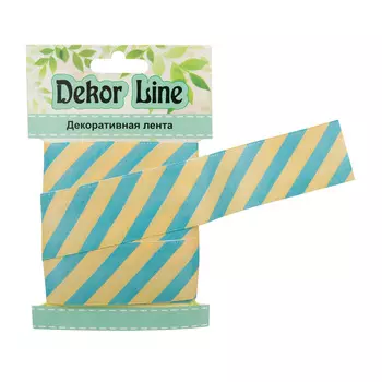 Лента атласная 'Диагональ', 25мм*3м (желто-голубой)