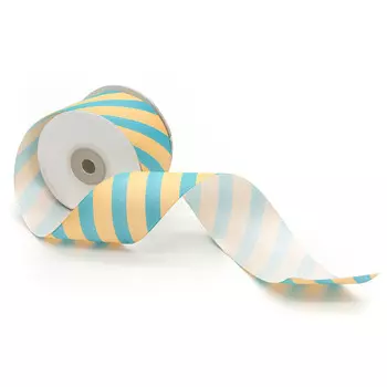 Лента атласная 'Диагональ', 45мм*22,5м (желто-голубой)