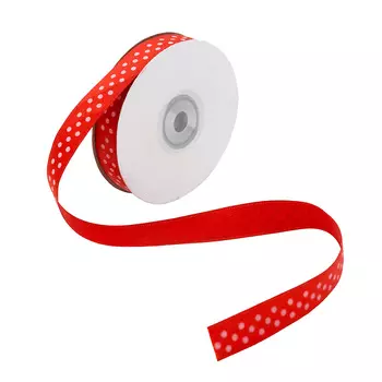 Лента атласная 'Горошек', 15мм*22,5м (красный)