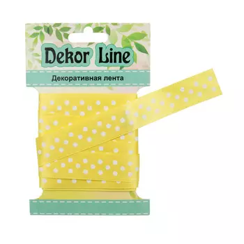 Лента атласная 'Горошек', 15мм*3м (желтый)