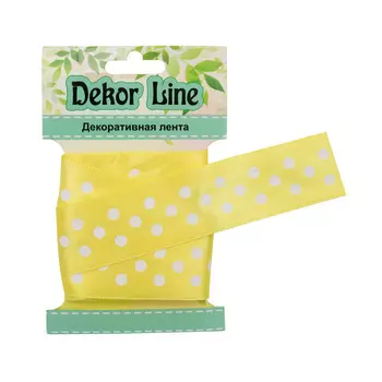 Лента атласная 'Горошек', 25мм*3м (желтый)