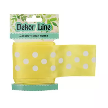 Лента атласная 'Горошек', 45мм*3м (желтый)