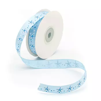 Лента атласная 'Морская звезда', 15мм*22,5м (голубой)