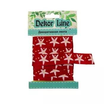 Лента атласная 'Морская звезда', 15мм*3м (красный)