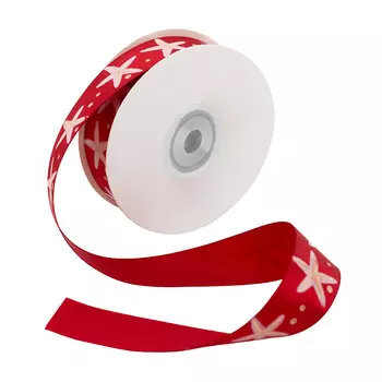 Лента атласная 'Морская звезда', 25мм*22,5м (красный)