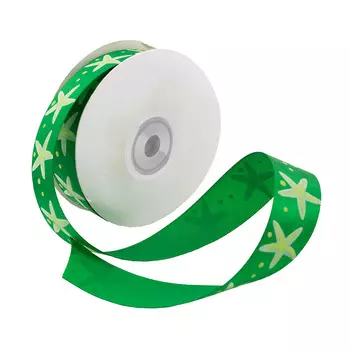 Лента атласная 'Морская звезда', 25мм*22,5м (зеленый)