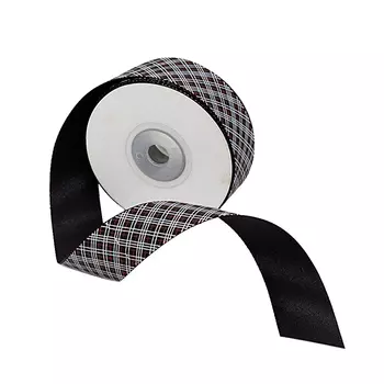 Лента атласная 'Пересечение' 2,5см*22,86м (черный)