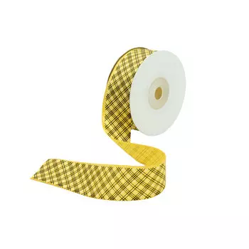 Лента атласная 'Пересечение' 2,5см*22,86м (желтый)