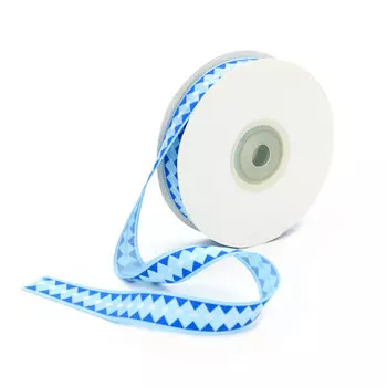 Лента атласная 'Ромбы', 15мм*22,5м (синий)