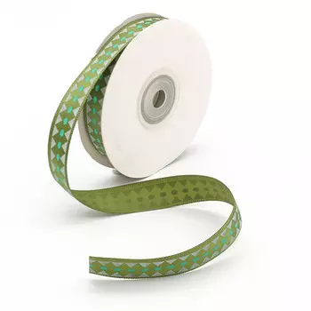 Лента атласная 'Ромбы', 15мм*22,5м (зеленый)