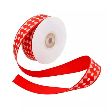 Лента атласная 'Ромбы', 25мм*22,5м (красный)