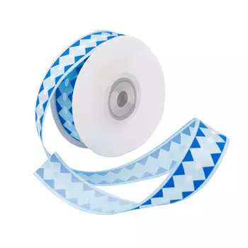 Лента атласная 'Ромбы', 25мм*22,5м (синий)