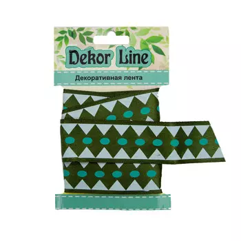 Лента атласная 'Ромбы', 25мм*3м (зеленый)
