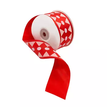 Лента атласная 'Ромбы', 45мм*22,5м (красный)