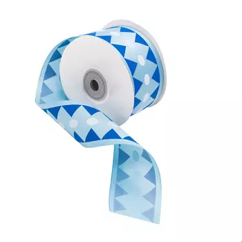 Лента атласная 'Ромбы', 45мм*22,5м (синий)