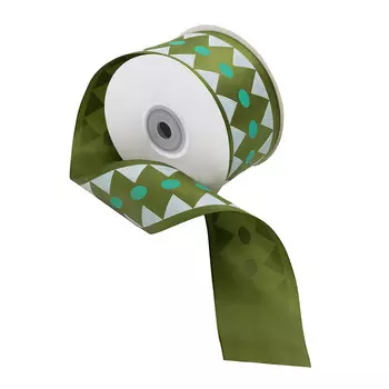Лента атласная 'Ромбы', 45мм*22,5м (зеленый)