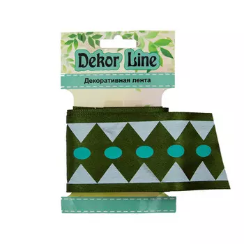 Лента атласная 'Ромбы', 45мм*3м (зеленый)