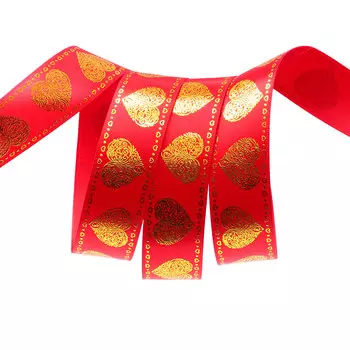 Лента атласная PREMIUM 'Сердечки', 25мм*22,5м (A2-039 красный)