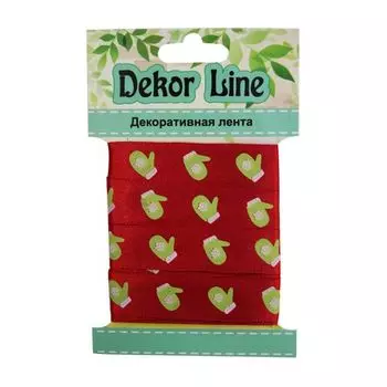 Лента атласная 'Варежки', 15мм*3м (красный)
