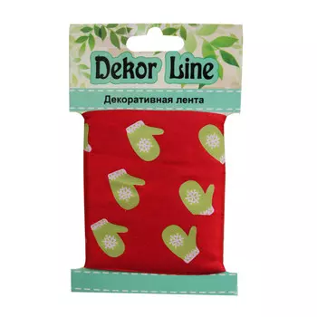 Лента атласная 'Варежки', 25мм*3м (красный)