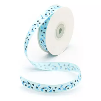 Лента атласная 'Ягодная ветвь', 15мм*22,5м (голубой)