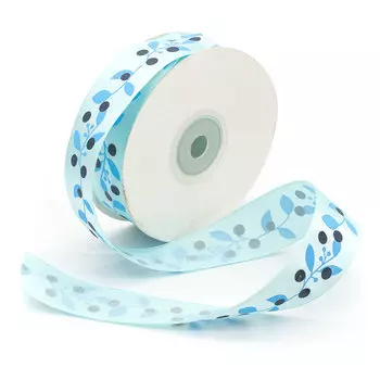 Лента атласная 'Ягодная ветвь', 25мм*22,5м (голубой)