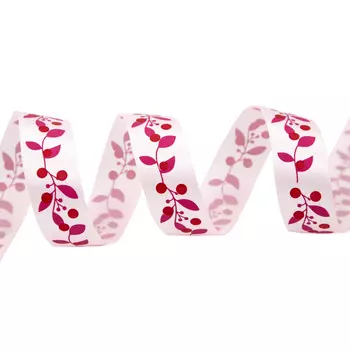 Лента атласная 'Ягодная ветвь', 25мм*22,5м (розовый)