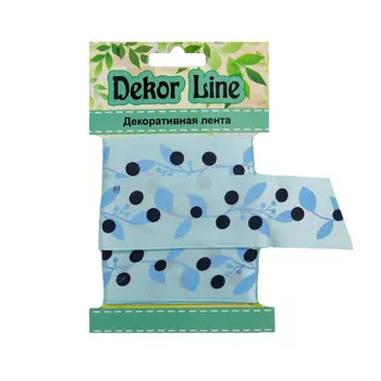 Лента атласная 'Ягодная ветвь', 25мм*3м (голубой)