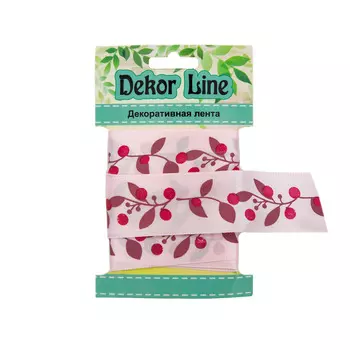 Лента атласная 'Ягодная ветвь', 25мм*3м (розовый)