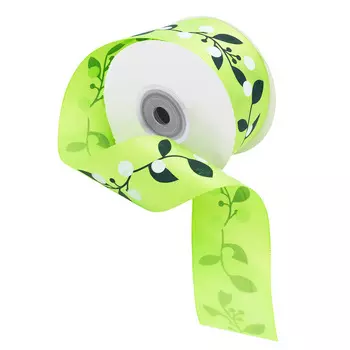 Лента атласная 'Ягодная ветвь', 45мм*22,5м (зеленый)