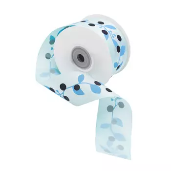 Лента атласная 'Ягодная ветвь', 45мм*22,5м (голубой)