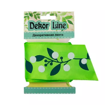 Лента атласная 'Ягодная ветвь', 45мм*3м (зеленый)